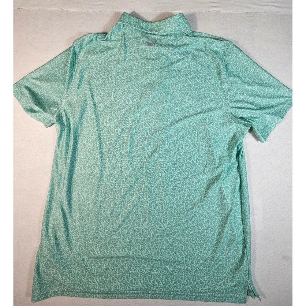 Hickey Freeman Golf Polo Shirt Mens XL Teal Floral Performance Stretch Short Slv